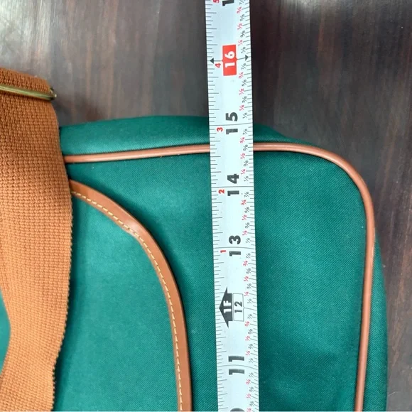 Polo Ralph Lauren Green Canvas Messenger Bag With Brown Leather Trim - Picture 13 of 14